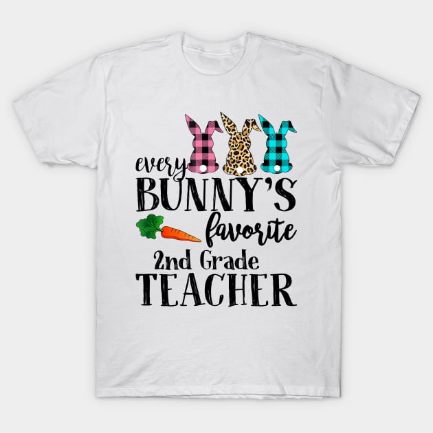 Every Bunny's Favorite 2nd Grade Teacher Leopard Buffalo Bunny Easter Day T-Shirt by Magazine